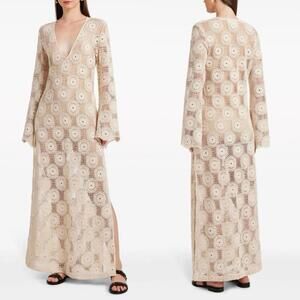 RONNY KOBO 100% Cotton 'Asher' Sheer Crochet-Knit Midi Dress - LRG